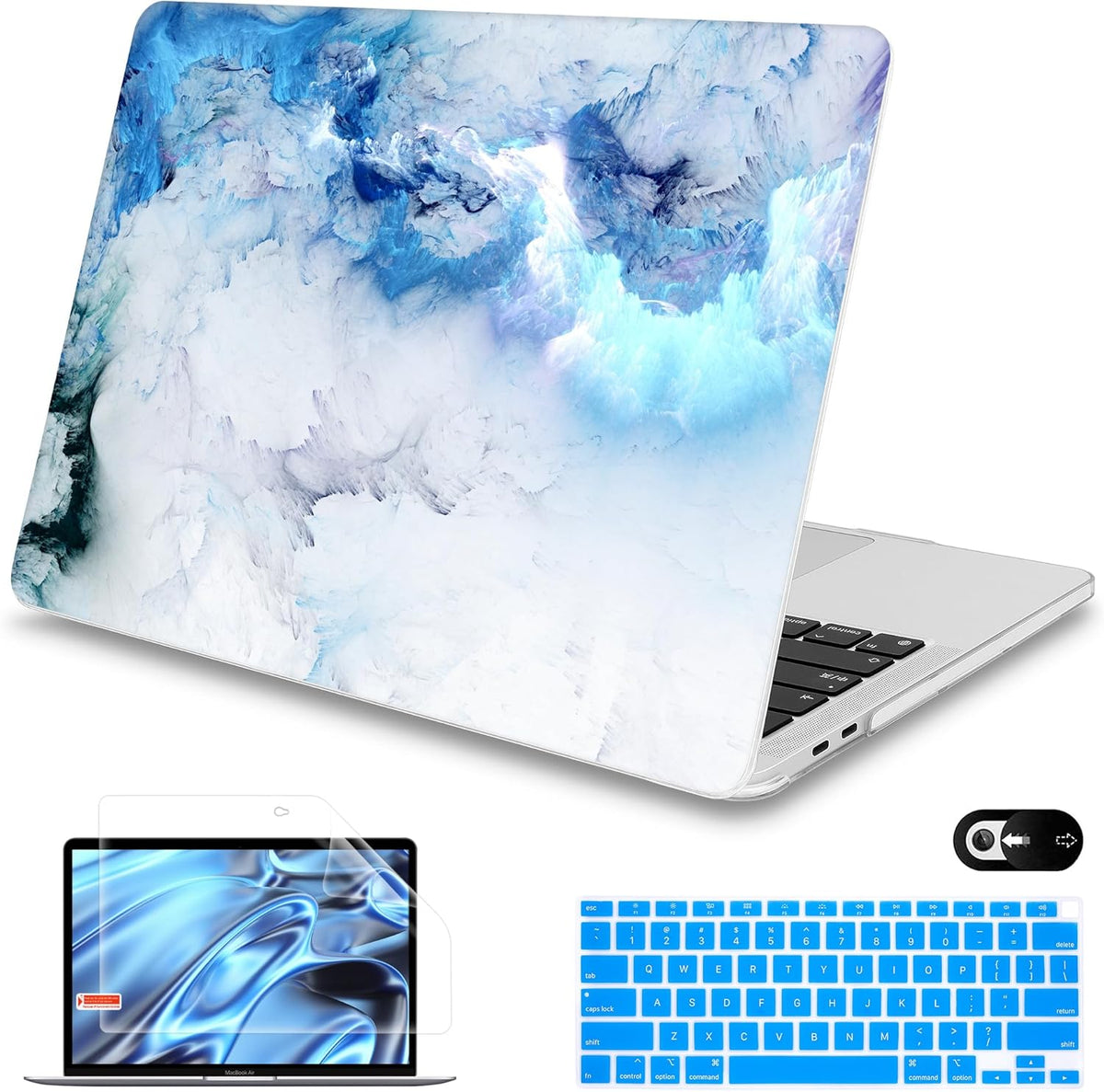 Mektron for MacBook Air 13 Case A1466/A1369 (2010-2017 Release), Snap-on Plastic Hard Shell Cover for MacBook Air 13.3 inch with Keyboard Cover,Cloud & Lightning