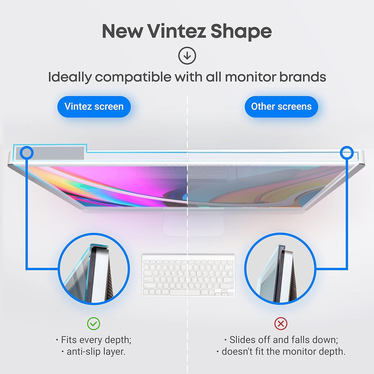 VINTEZ Blue Light Screen Protector for 28 Inch Computer Monitor and Laptop – Anti-UV Blue Light Blocking Film for Desktop PC, Eye Protection Filter, 24.9" x 15.5", 1 Pack