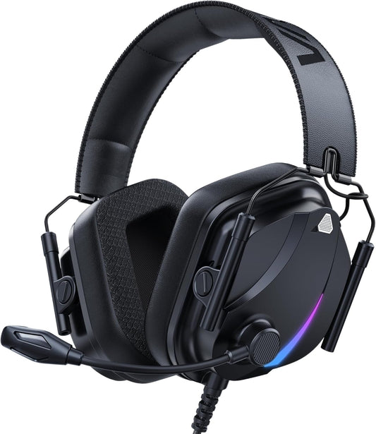 HW12 Gaming Headset for PC,PS5,PS4,Xbox One,Switch,Gaming Headphones with Microphone Wired Headset with 3.5mm Audio Jack(Black)