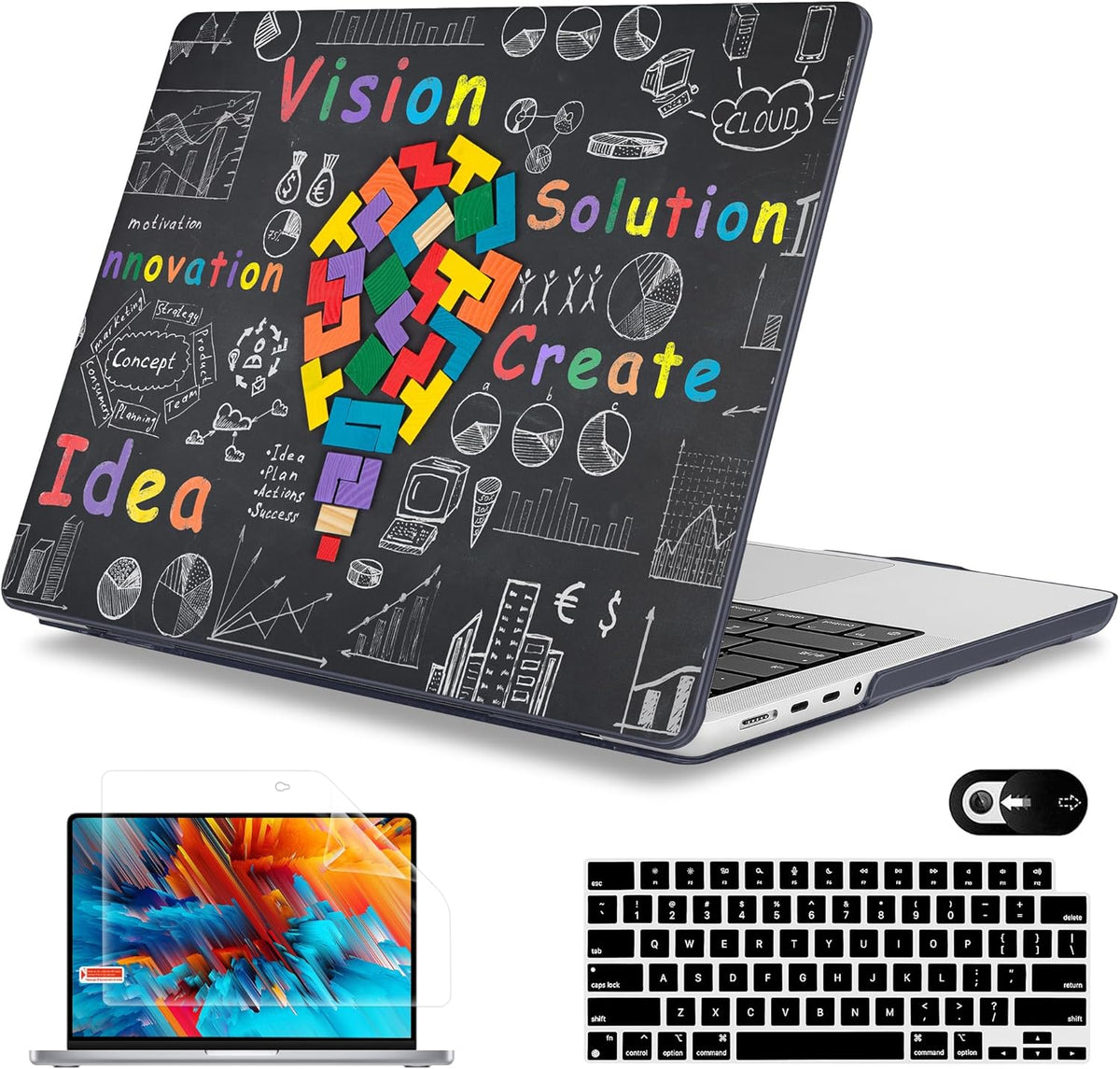 Mektron Case for MacBook Pro 16" M4 A3403 A3186 M3 A2991 M2 A2780 M1 A2485 (2021/2023/2024) Pro/Max with Touch ID, Hard Shell Plastic Laptop Cover Keyboard Cover Screen Protector, Black