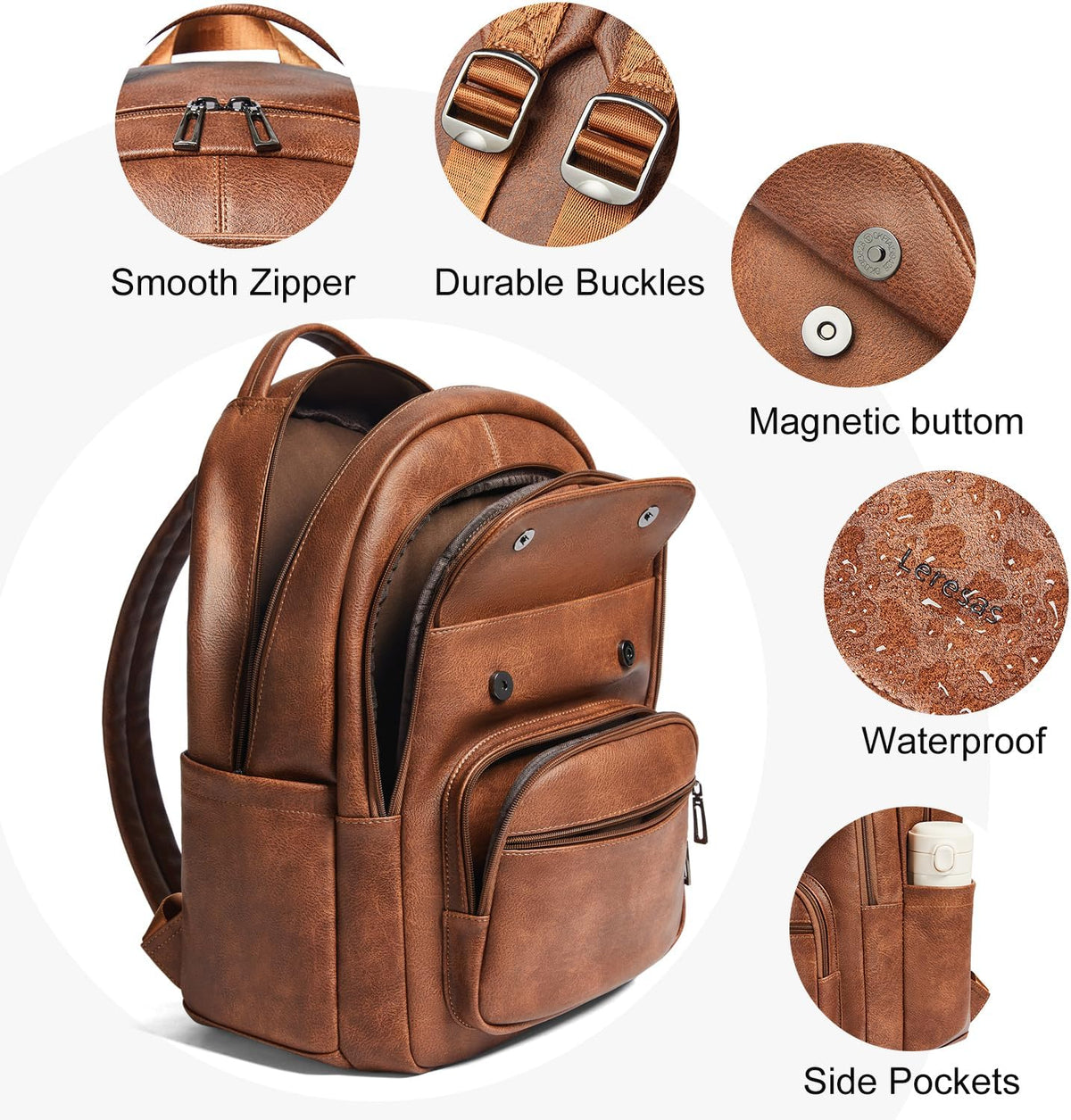 37L Backpack Backpack BackPack Daypack Backpack Leresas Vegan Leather Purse for Women Mens Travel Work Laptop Teacher