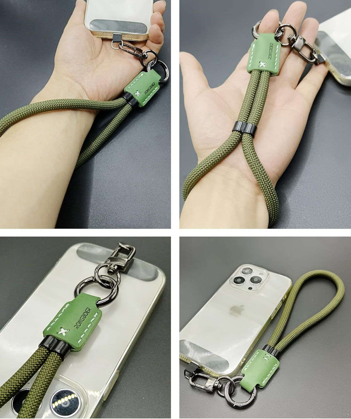 Handmade Cowhide Leather Phone Wrist Strap,Universal Adjustable Key Lanyard,Stylish Wristlet Keychains for Women&Men