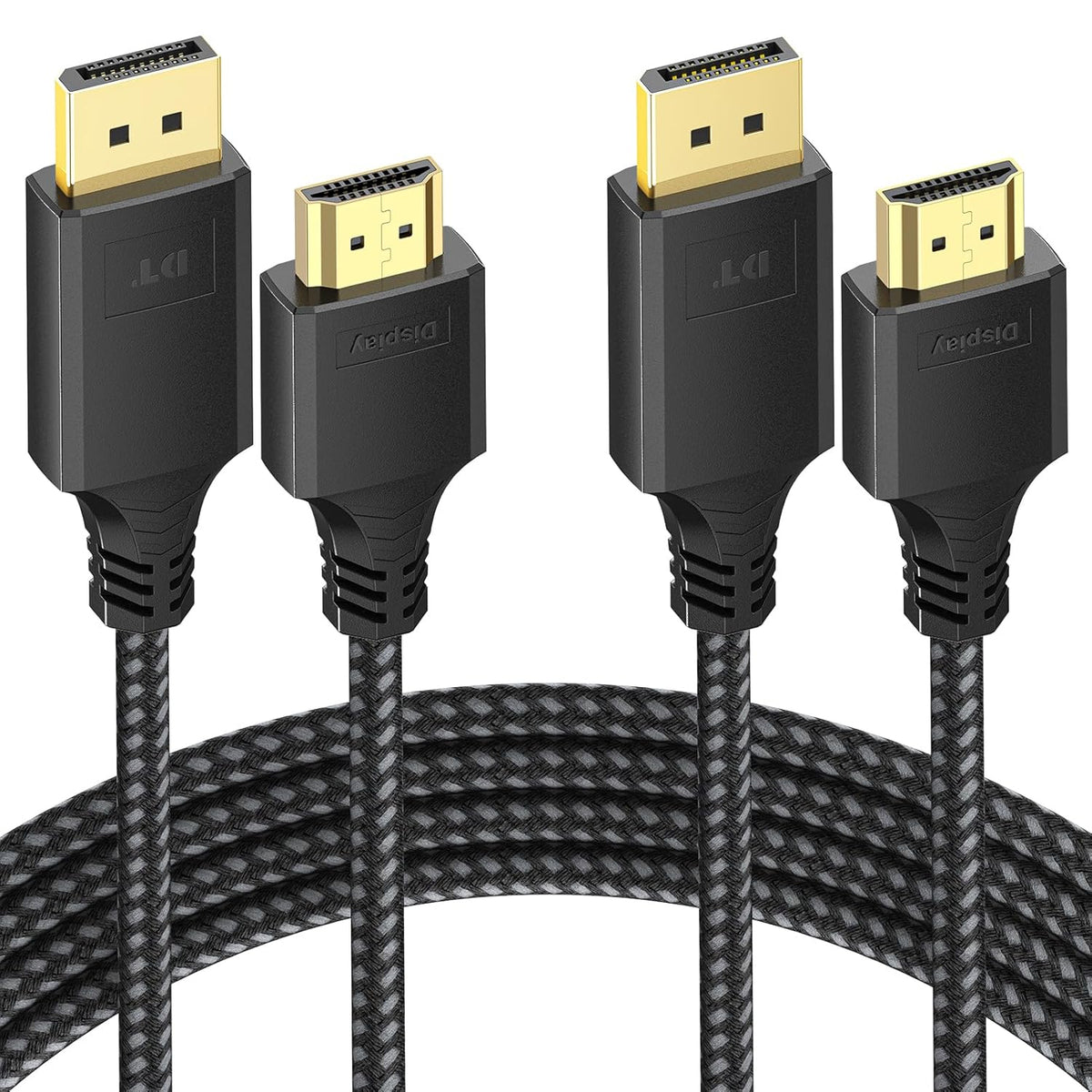 6ft 2 Pack, [4K@30Hz 1080P@120Hz] Display Port to HDMI Cable DisplayPort to HDMI Cord, DP (Source) to HDMI (Display)