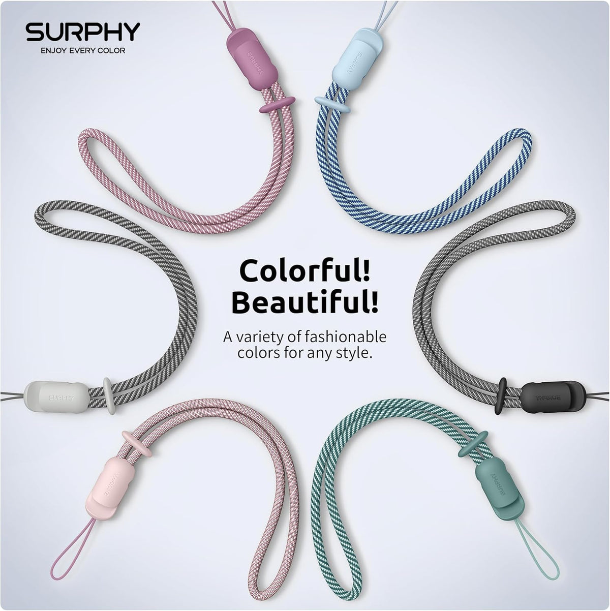 SURPHY 3 Pack Phone Wrist Strap with CellPhone Tether Tab, Cellphone Lanyard, Phone Strap with 2-Color Braided, Wrist Lanyard