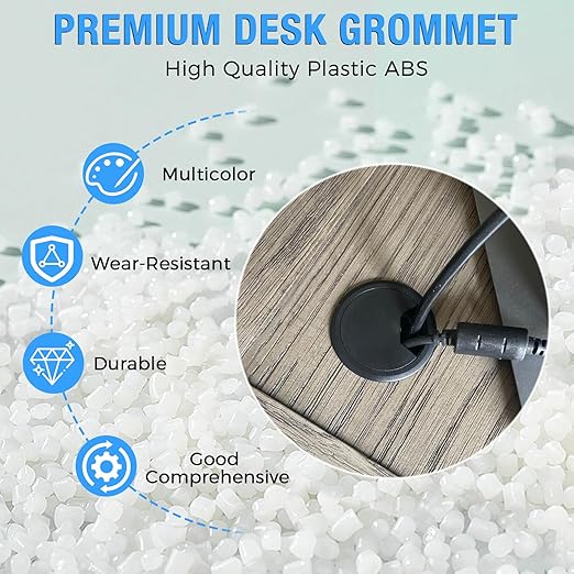 Desk Grommet 2" (50 mm), Desk Cord Hole Cover, White 2 Pcs