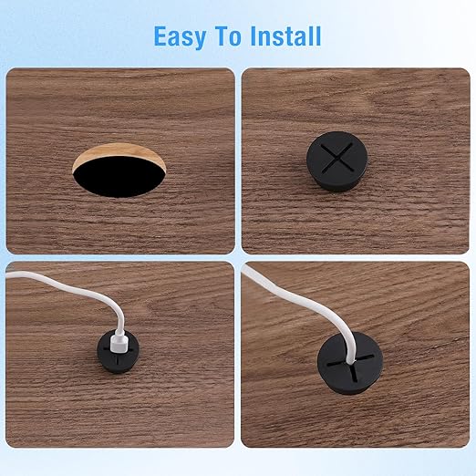 BOPOREAE Desk Grommet, 3/4 in 20 mm Black 15 Pcs Silicone Rubber Grommets