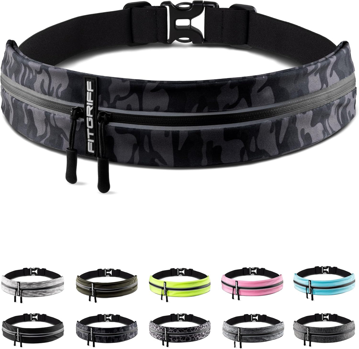 Fitgriff® Running Belt for Men & Women - Secure Jogging Pouch for Phone, Keys & Essentials - For All Cell Phones