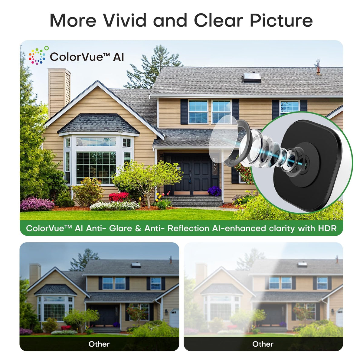 3MP 2K Window Camera for Home Security, 5Ghz & 2.4Ghz WiFi Human Detection Alert, AI Full Color Night Vision with Anti-Glare No Reflection 24/7