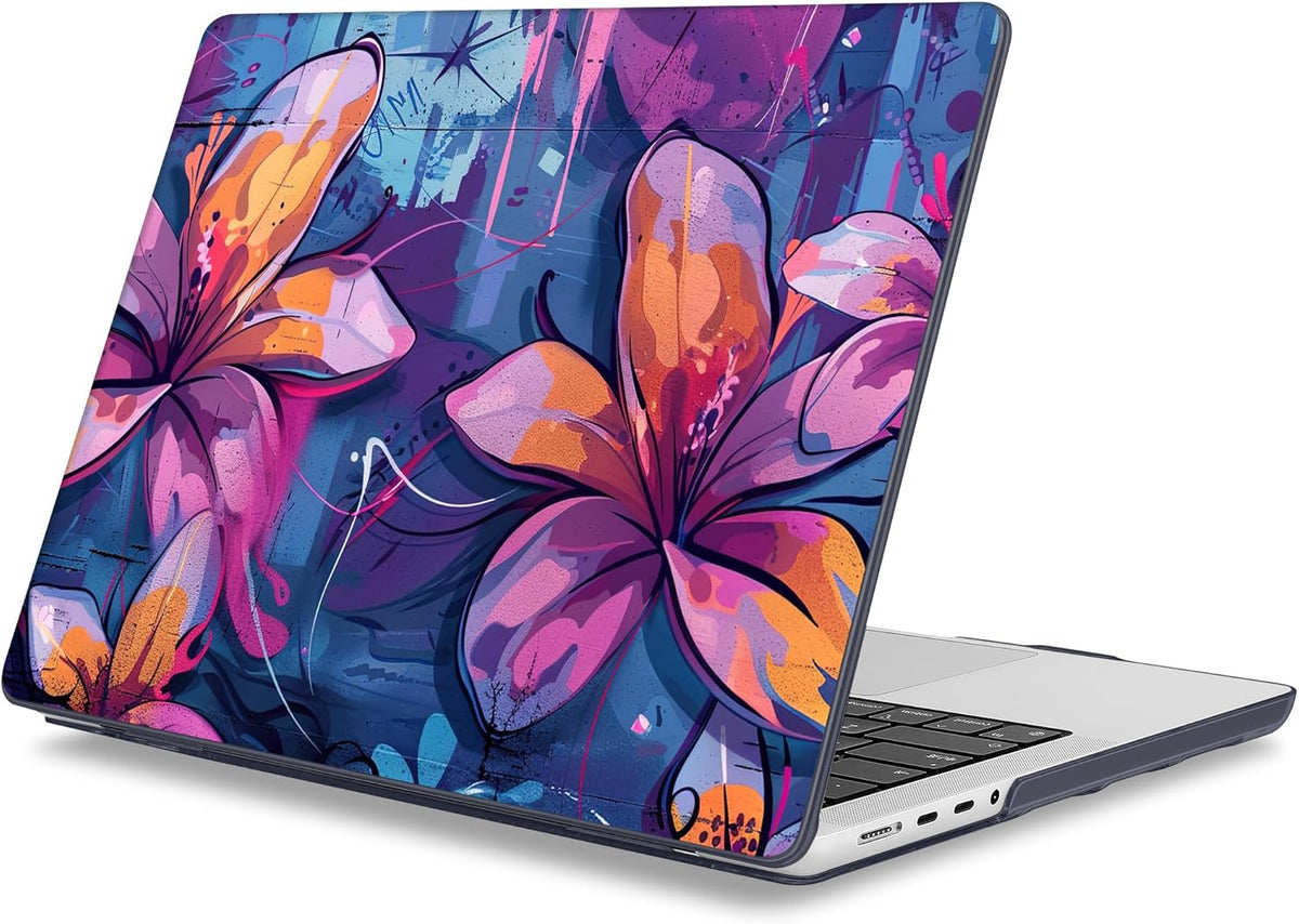 Mektron Case for 2025 MacBook Pro 16" M4 A3403 A3186 M3 A2991 M2 A2780 M1 A2485 (2021/2023/2024) Pro/Max with Touch ID, Hard Shell Plastic Laptop Cover Keyboard Cover, Graffiti Flower