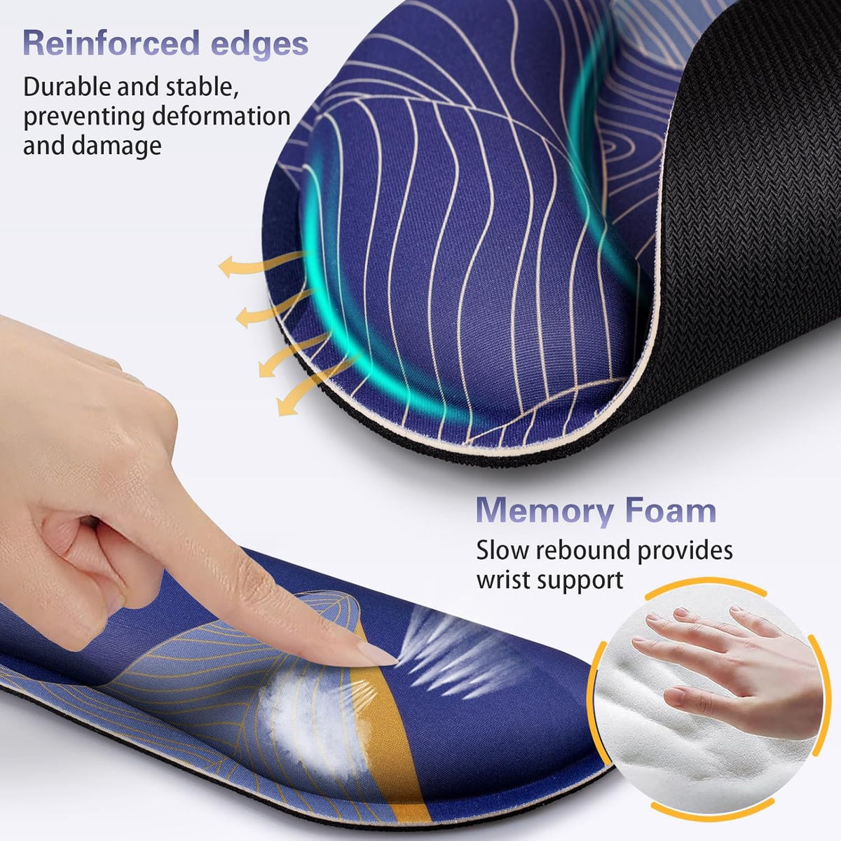 Ergonomic Keyboard Wrist Rest, Mouse Pad with Wrist Rest Anime, Cat Gaming Mousepad with Wrist Support, Memory Foam Wrist Rest Set for Computer Keyboard, Funny Cute Office Desk Accessories