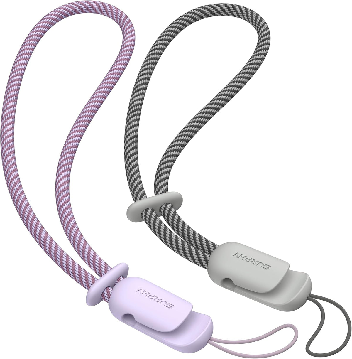 SURPHY 2 Pack Phone Lanyard for Cellphone Case, Phone Wrist Strap for Case, Cellphone Strap with 2-Color Braided, Charm Wrist Lanyard for Women and Men, Lilac & Gray