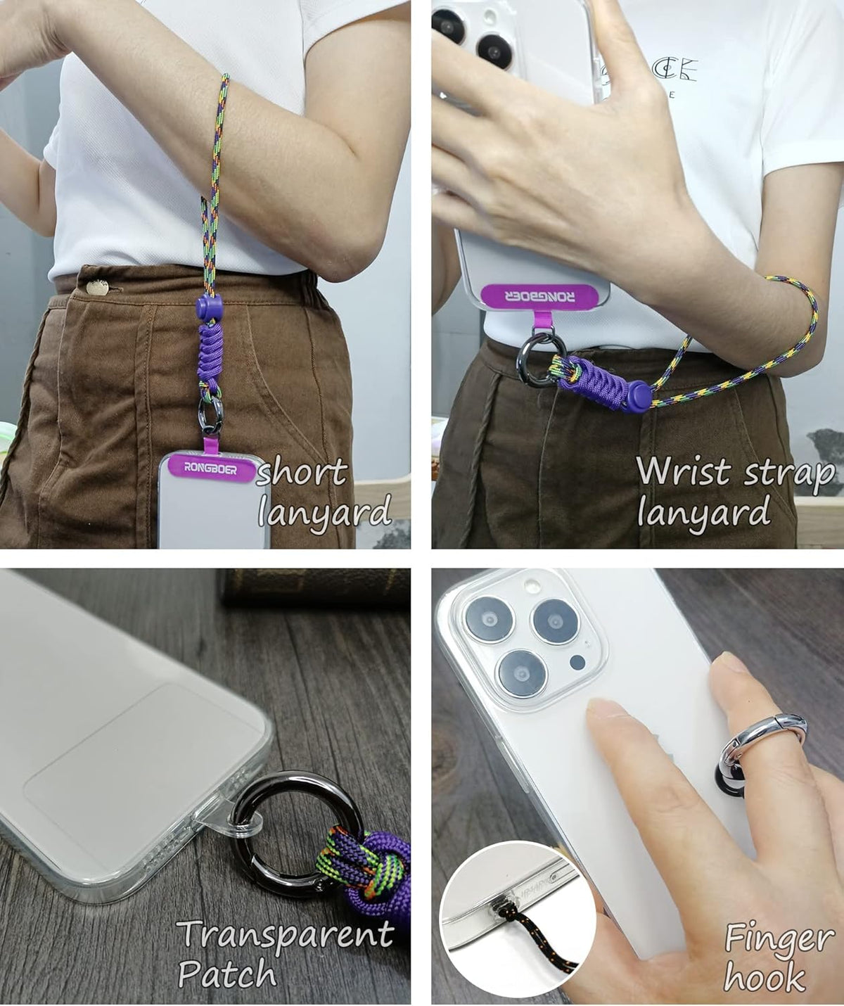Cell Phone Lanyard Wrist Strap,Key Lanyard for Women,Phone Bracelet Strap,Phone Charms Strap,Camera Wrist Strap,Short Wrist Lanyard for Keys,Keychain Lanyard,Lanyards for Keys (Flower Purple)