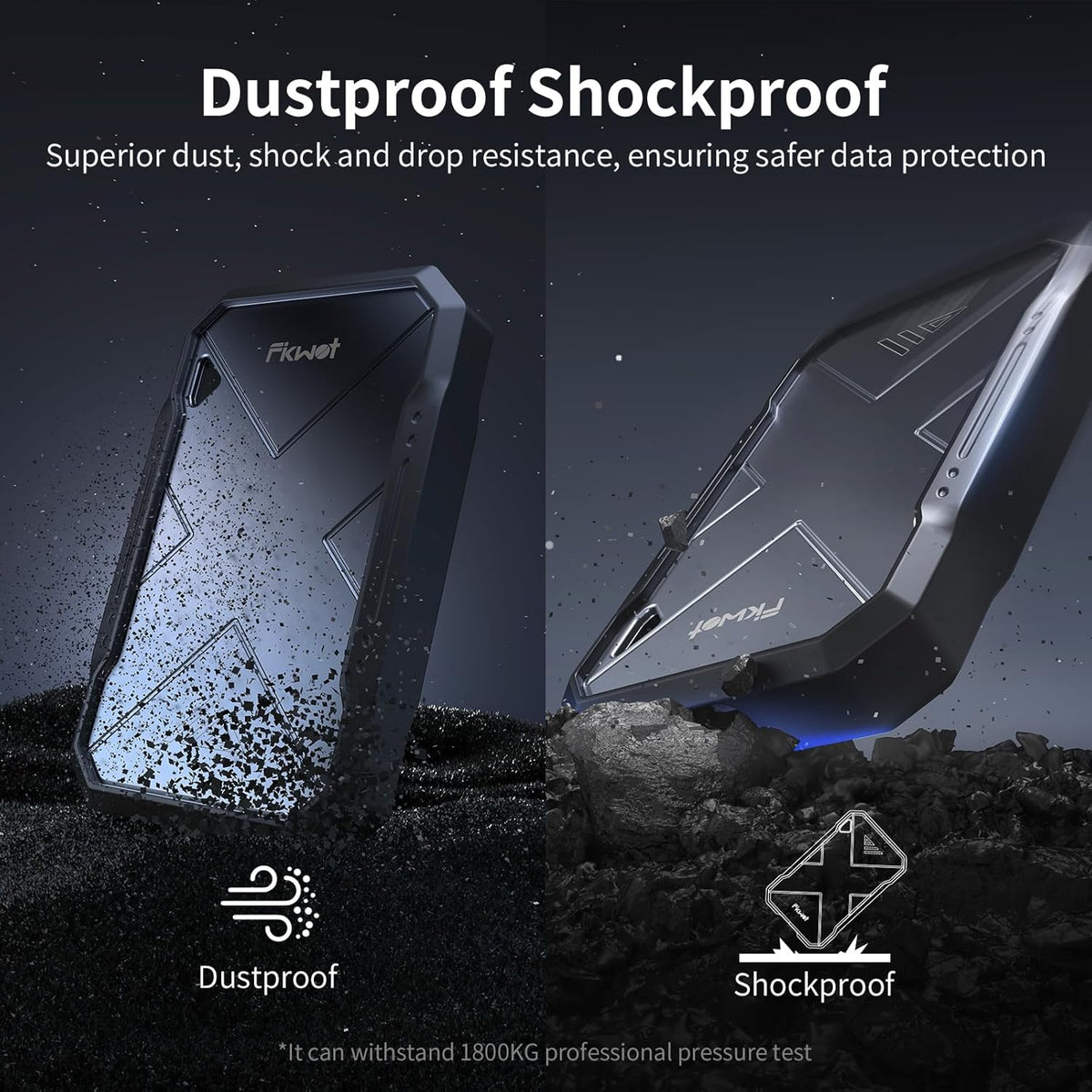 1TB Portable SSD, Up to 2050MB/s, USB 3.2 Gen2 USB-C, IP68 Water & Dust Resistant, Shockproof, External Solid State Drive for Smart TV, Cameras, iPhone 16/15, Windows, Mac and Other Devices (FP90)