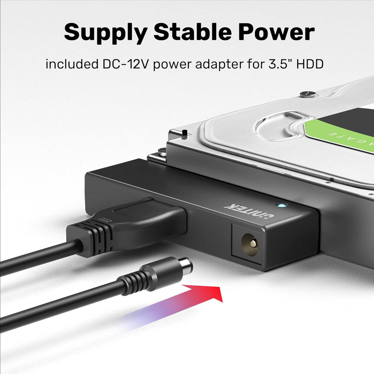 Unitek USB 3.0 to SATA III Hard Drive Adapter External Kit Cable for 2.5 3.5 Inch HDD/SSD Hard Drive Disk, Optical Drive, with 12V/2A Power Adapter, Support UASP