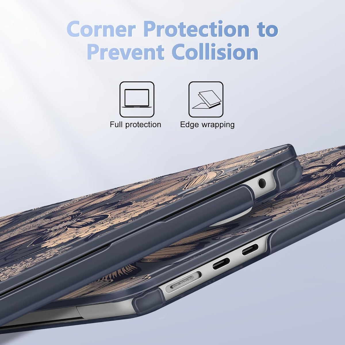 Case for MacBook Air 15 Inch 2025 2024 2023 Release M4 A3241 M3 A3114 M2 A2941, Hard Shell with Screen Protector & Keyboard Cover, Compatible with Touch ID - Spring Floral