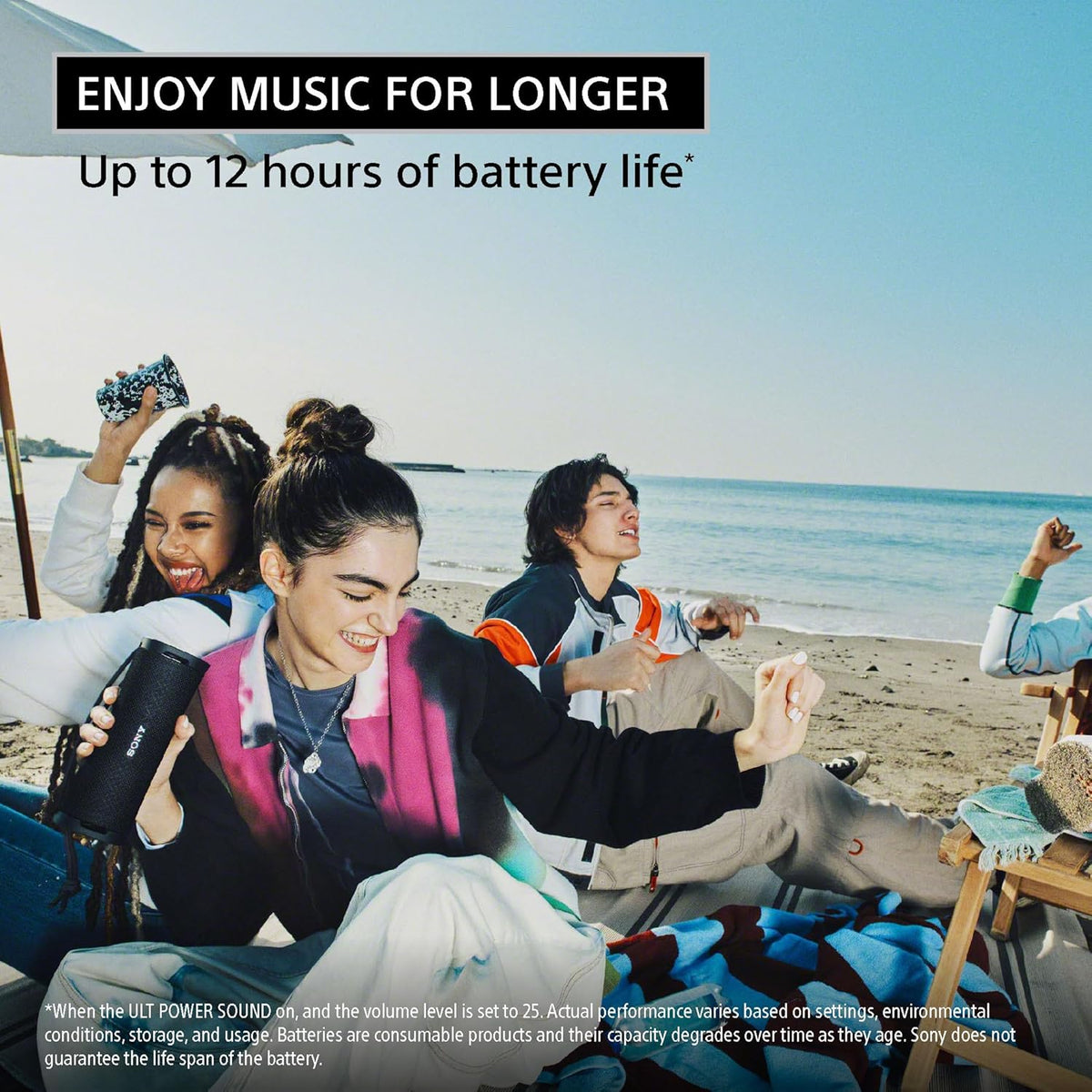 Sony ULT Field 1 Waterproof Portable Bluetooth Speaker, Enhanced Bass, 12h Battery, IP67 Rated Dustproof Shockproof Rustproof, Detachable Strap SRSULT10H, Forest Gray