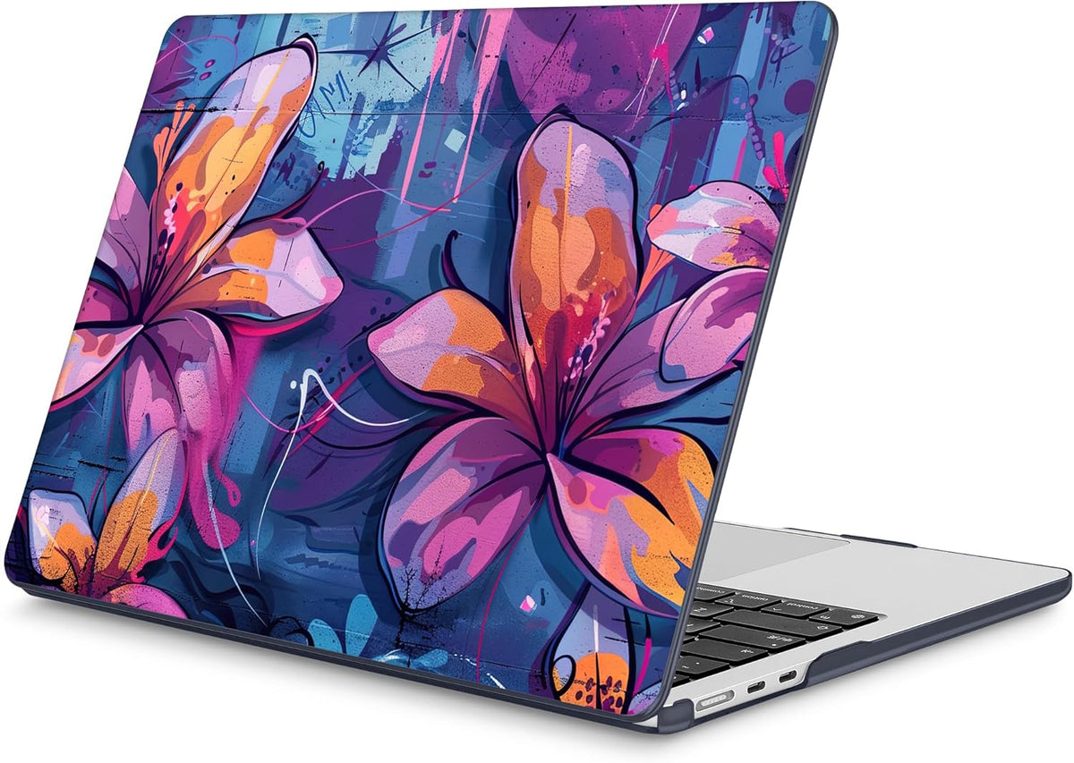 Mektron for 2025 M4 MacBook Air 13.6 Inch A3240 Case Fits 2023 A2681 M2 2024 A3113 M3 Chip with Liquid Retina Display Touch ID, Printed Plastic Hard Shell Cover for MacBook Air 13.6", Graffiti Flower