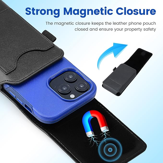 Mopaclle Vertical Phone Holster with Rotating Belt Clip, Compatible with iPhone 17 Pro, iPhone 16 15 14 13 12 Pro, Galaxy S25 S24 S23 S22 – Cell Phone Belt Holder for Men Women, Fits with Case On