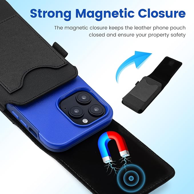 Mopaclle Extra Large Rugged Nylon Cell Phone Holster for Belt, Compatible with Galaxy S25 Ultra, S24 Ultra, Moto G Power, F16, A71 – Fits with Case On, Belt Holder for Outdoor Workers