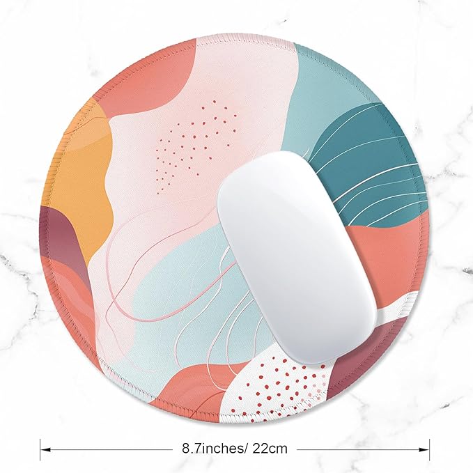 ITNRSIIET Round Mouse Pad with Stitched Edge Premium-Textured Waterproof Non-Slip Rubber Base Desktop Protection Mat Diameter 8.7 inches, Art Style Pattern