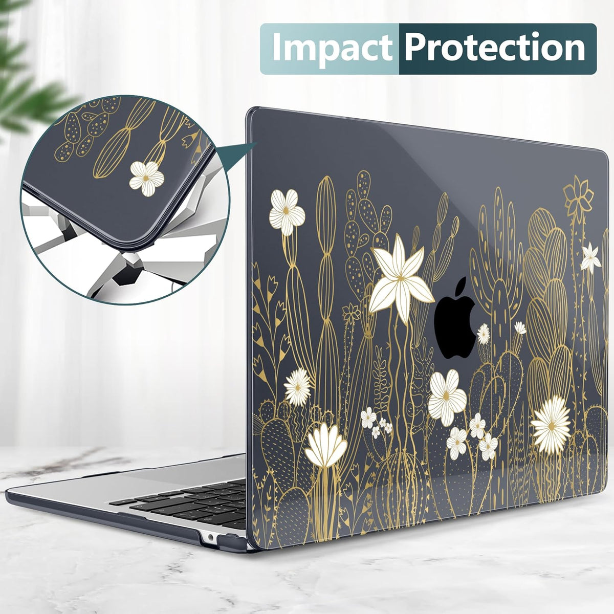 TWOLSKOO Compatible with M4 MacBook Air 15 inch Case 2025-2023 Released Model M4 A3241 M3 A3114 M2 A2941, Plastic Hard Shell & Screen Protector & Keyboard Cover & Trackpad Film, Cute Cactus