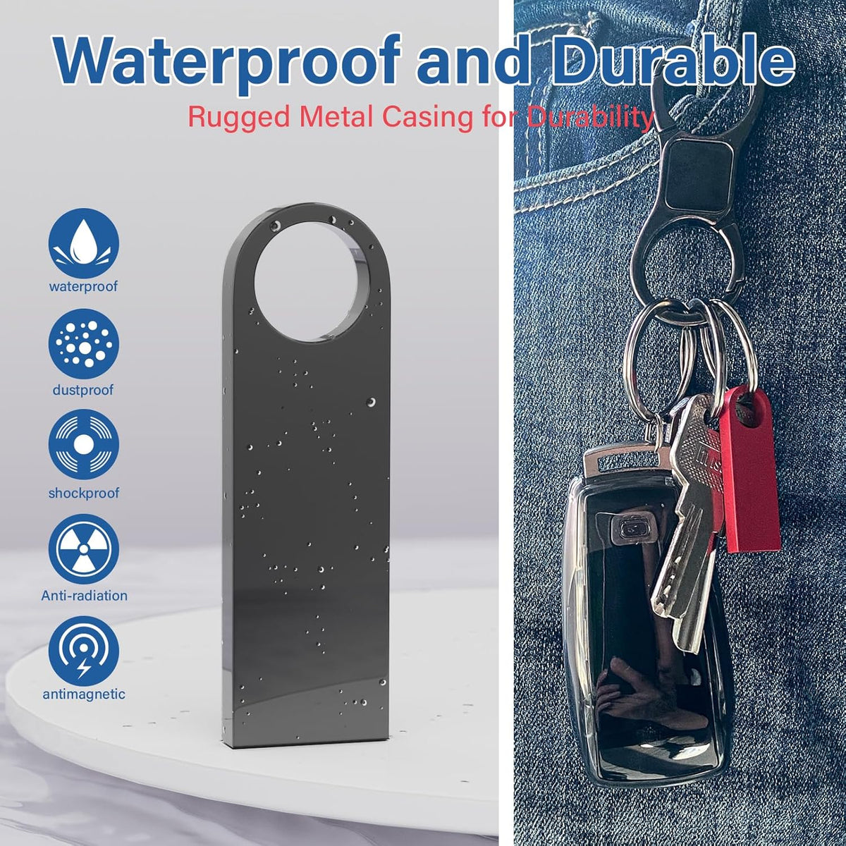 5 Pack 8GB USB Flash Drive with Keychains, Wooolken Sleek Metal USB 2.0 Thumb Drives Memory Stick for PC Laptop Computer