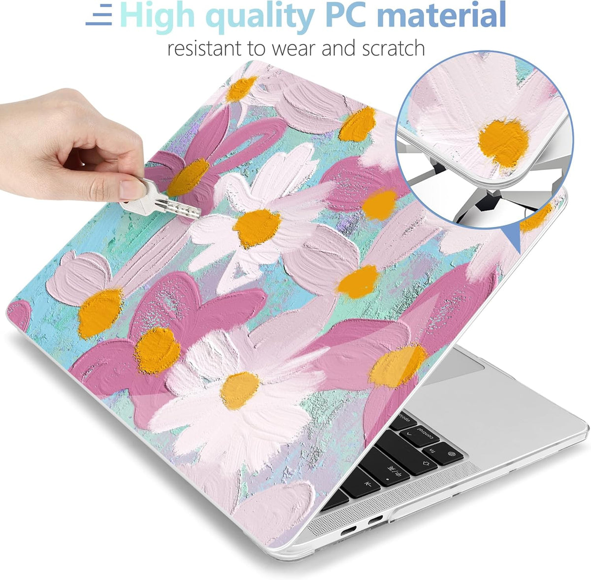 MEEgoodo Case for MacBook Pro 13 inch Case 2022 2021 2020 New A2338 M2/M1 A2251 A2289, Laptop Hard Shell with Keyboard & Camera Cover Compatible with 13 inch MacBook Pro, Art Plants Floral