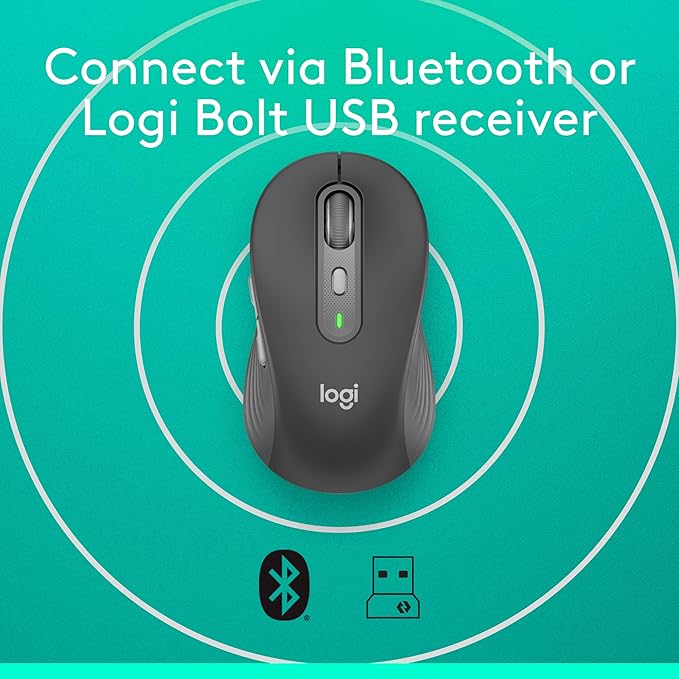 Logitech Signature Plus M750 Wireless Mouse – for Small to Medium Hands SmartWheel Bluetooth Multi Device 24-Month Battery Silent Clicks Customizable Side Buttons Contoured Shape - Graphite