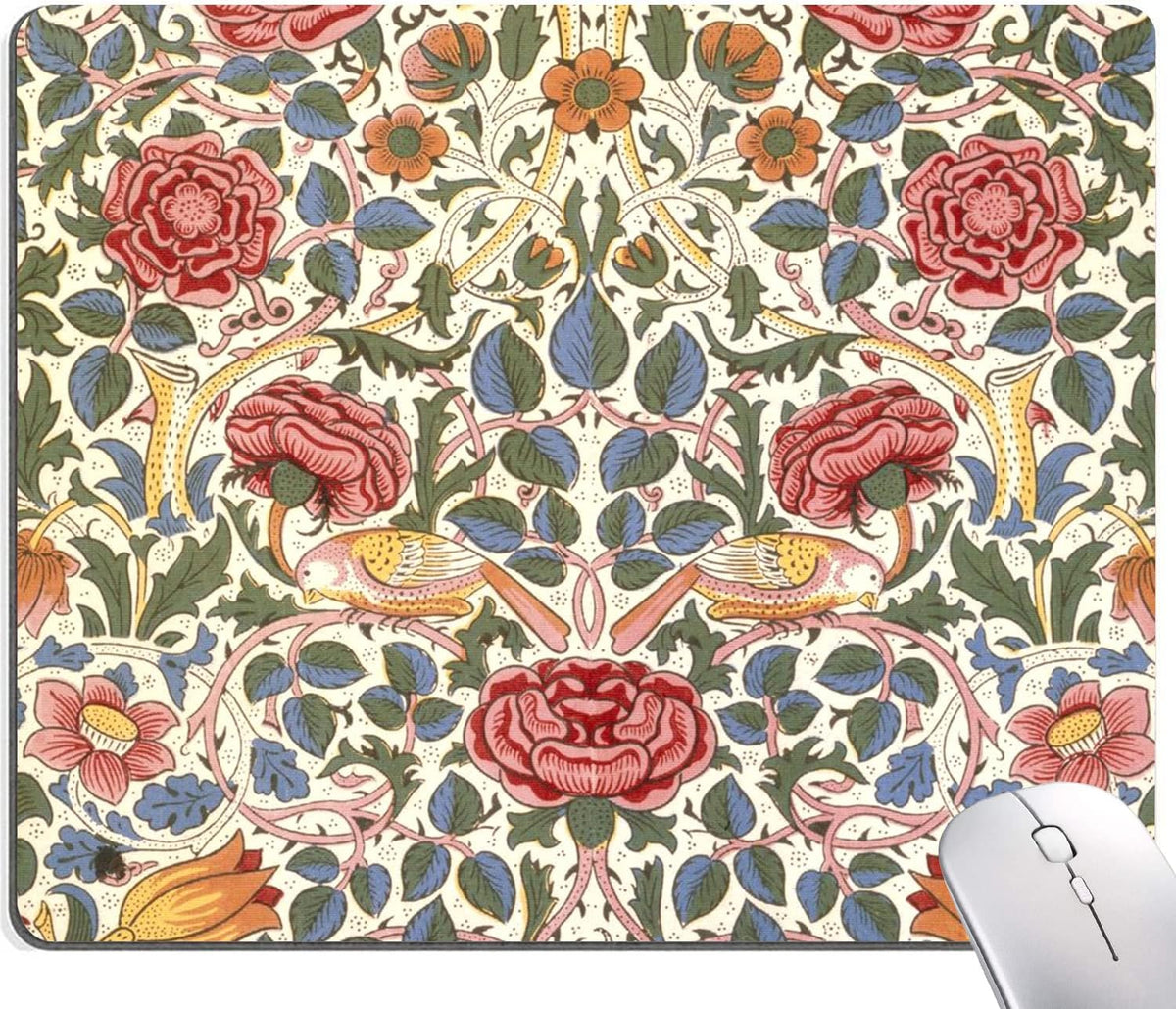 Mouse Pad, Floral Mouse Pad, Square Mouse Mat Waterproof Mousepad Non-Slip Rubber Base Mouse Pads for Office Laptop, William Morris Flowers