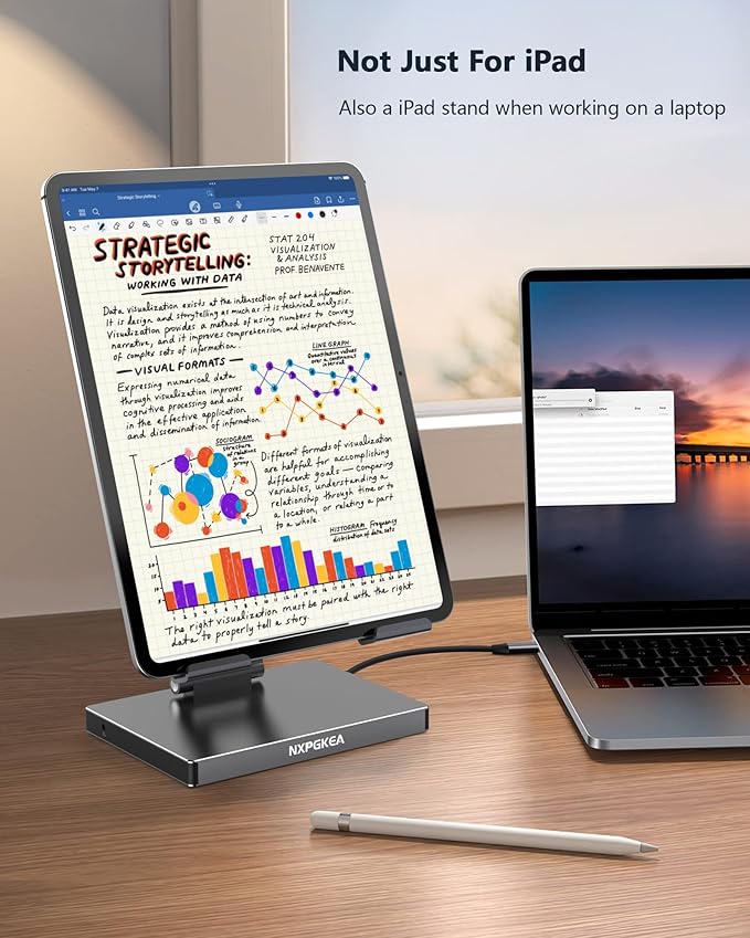 iPad Pro USB C Hub Stand Multiport Adapter for iPad Pro M4 M3 M2 M1 13 12.9 11 Inch iPad Air Docking Station Foldable 4K 60Hz HDMI PD Charging SD/TF Card Reader 3 USB 3.0 3.5mm Audio