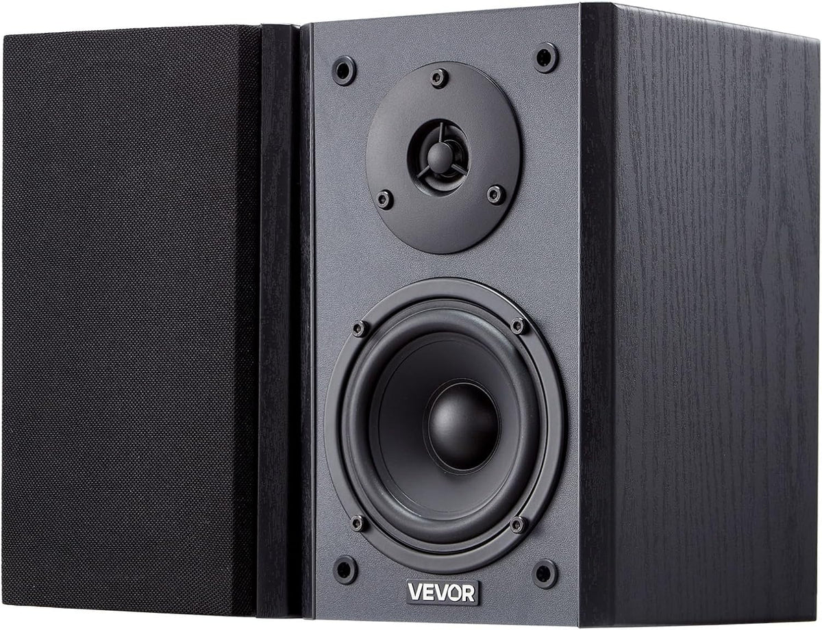 VEVOR Powered Bookshelf Speakers, 20W x 2, Active Studio Monitor Speaker with 4 Inch Woofer, Adjustable Volume and Audio with Bluetooth Optical Connection, Wooden Enclosure, for Record Player PC TV