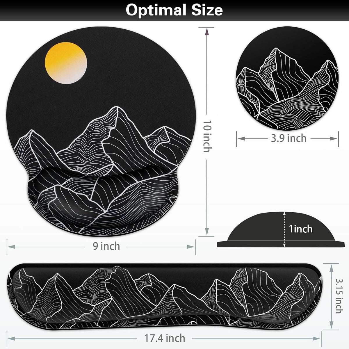 Ergonomic Keyboard Wrist Rest, Mouse Pad with Wrist Rest Black, Gaming Mousepad with Wrist Support, Memory Foam Wrist Rest Set for Computer Keyboard, Funny Cute Office Desk Accessories