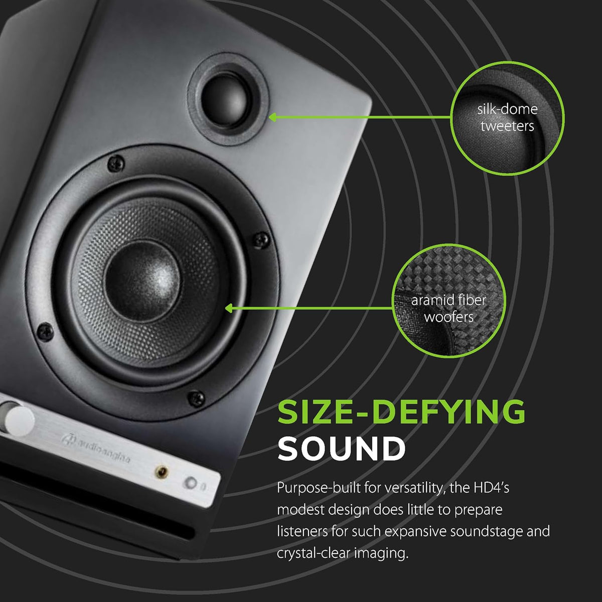 Audioengine HD4 24 Bit Bluetooth Bookshelf Speakers - TVs, Desktops, Stereos, Music, Movies and Gaming - Bluetooth aptX Adaptive 5.3