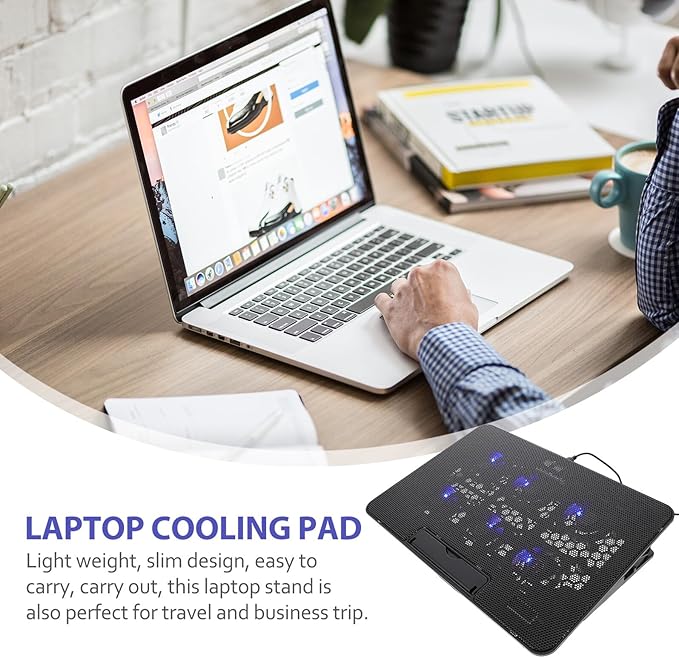 Vaguelly Laptop Cooling Pad 15.6 Inch with 1 Quiet Fan Black Laptop Cooler Stand for Gaming and Office Use Portable Cooling Base Compatible with 15.6 Notebooks