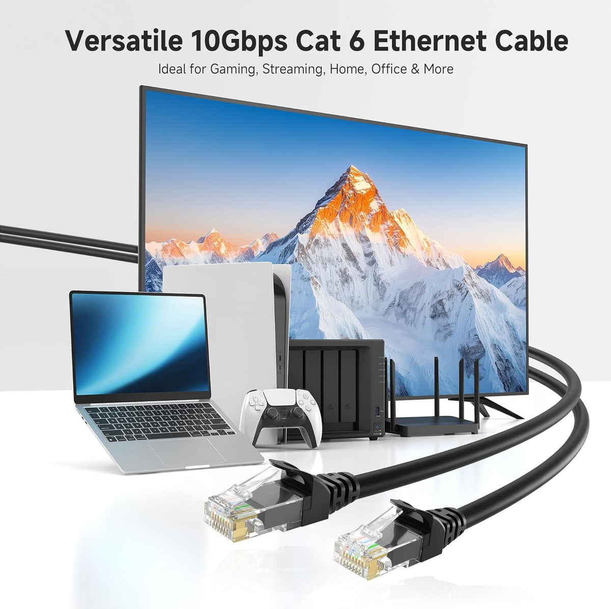 10Gbps 10-Pack 6 2ft, 6 Cat6 Cable Matters Snagless Short Cat Ethernet Cable - Cat Cable, Cord, Ethernet Cord, Black