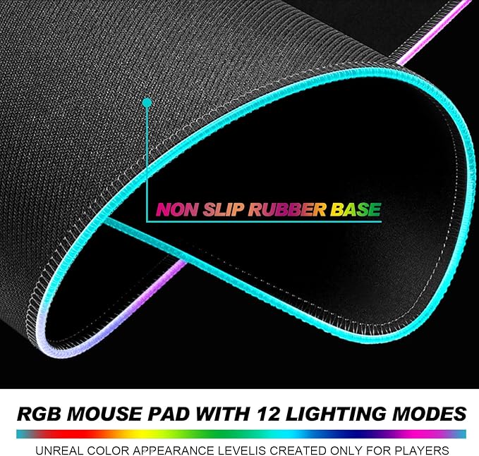 RGB Abstract Green Wildflower Gaming Desk Mat Computer Keyboard Large Extended Long Floral LED Mouse Pad for Office and Home XL (W23)