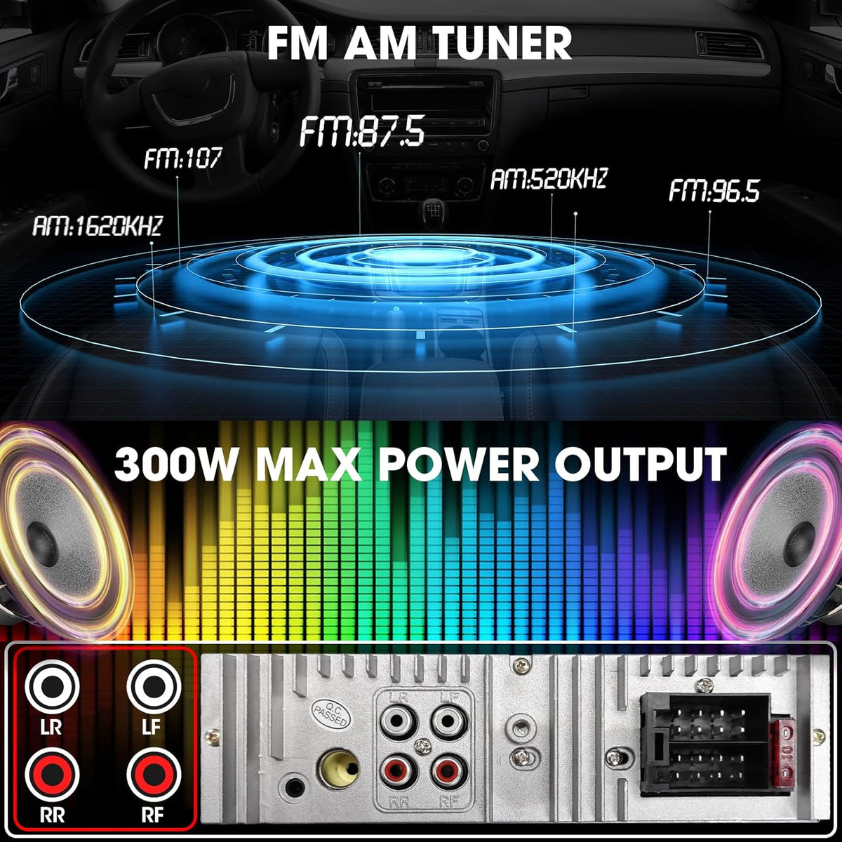 aboutBit 1-Din MP3 300W Single Din Car Stereo Bluetooth: Car Radio Receiver - in Dash Digital Media Player LCD Display