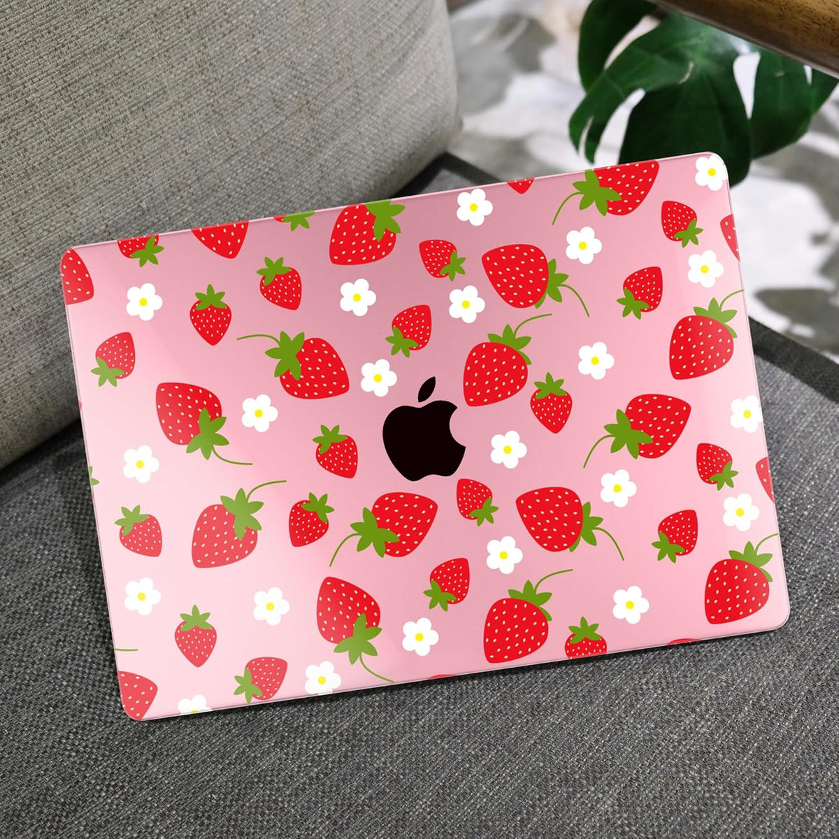 MEEgoodo for MacBook Air 13 inch Case 2021 2020 2019 2018 Released A2337 M1 A2179 A1932 with Touch ID, Plastic Hard Shell & Keyboard Cover Compatible with MacBook Air Case 13.3, Strawberries & Flowers