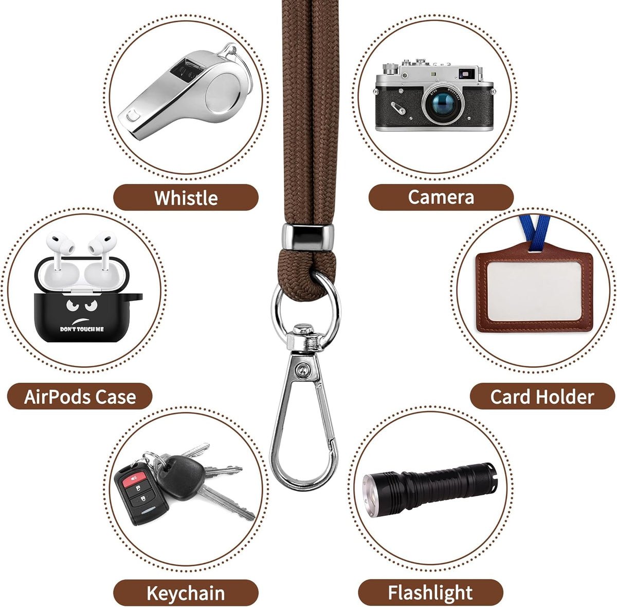 CACOE Phone Lanyard 2 Pcs-2 Pcs Adjustable Neck Strap, 4 Pcs Patches, Universal Crossbody Multifuctional Cell Phone Lanyards Compatible with Most Smartphones(Black+Dark Brown)