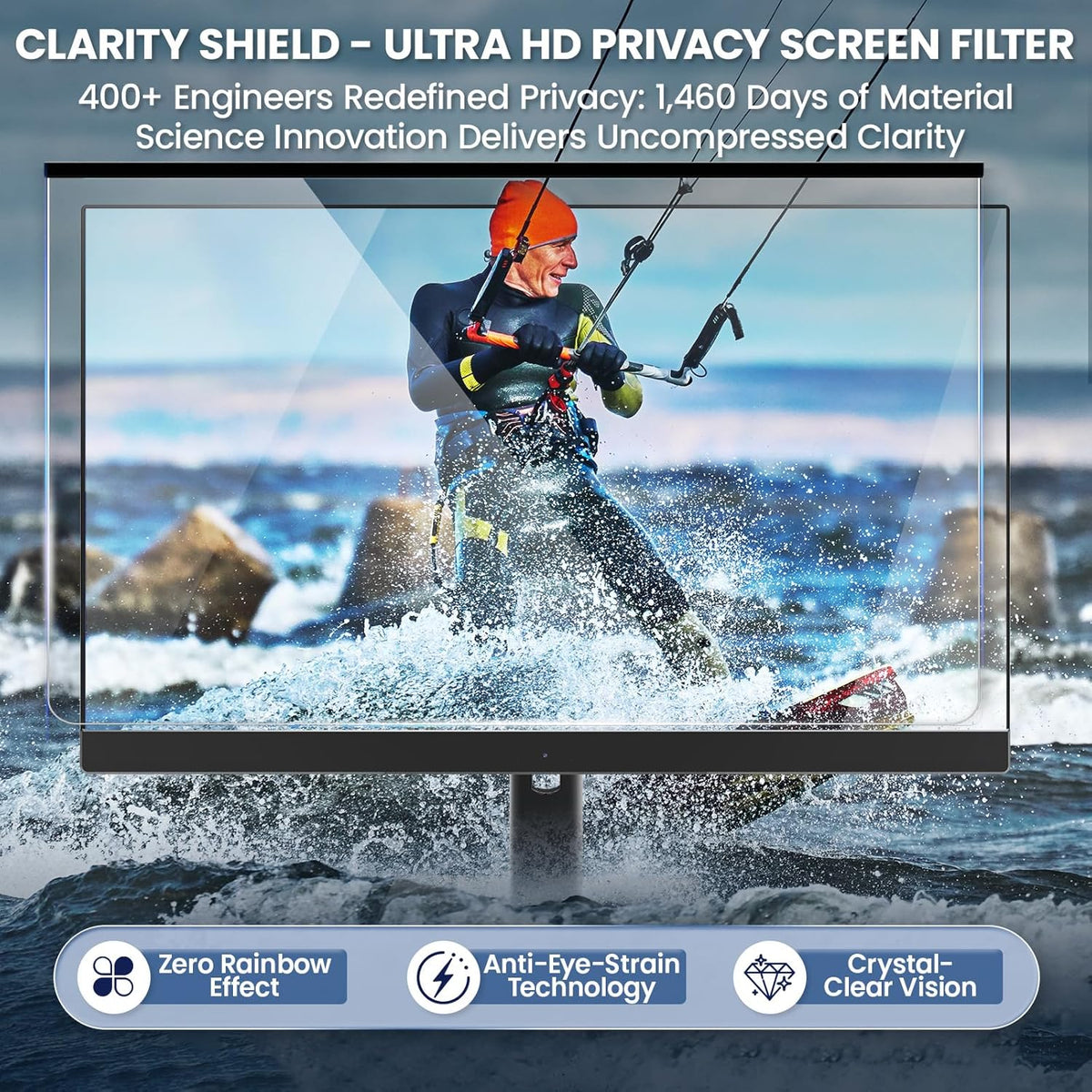 Magnetic 32 Inch Privacy Screen for Frameless Computer Monitor 16:9 Aspect Ratio,Hanging Blue Light Screen Protector Eye Protection Anti-Spy Shield, 32in Removable Privacy Filter
