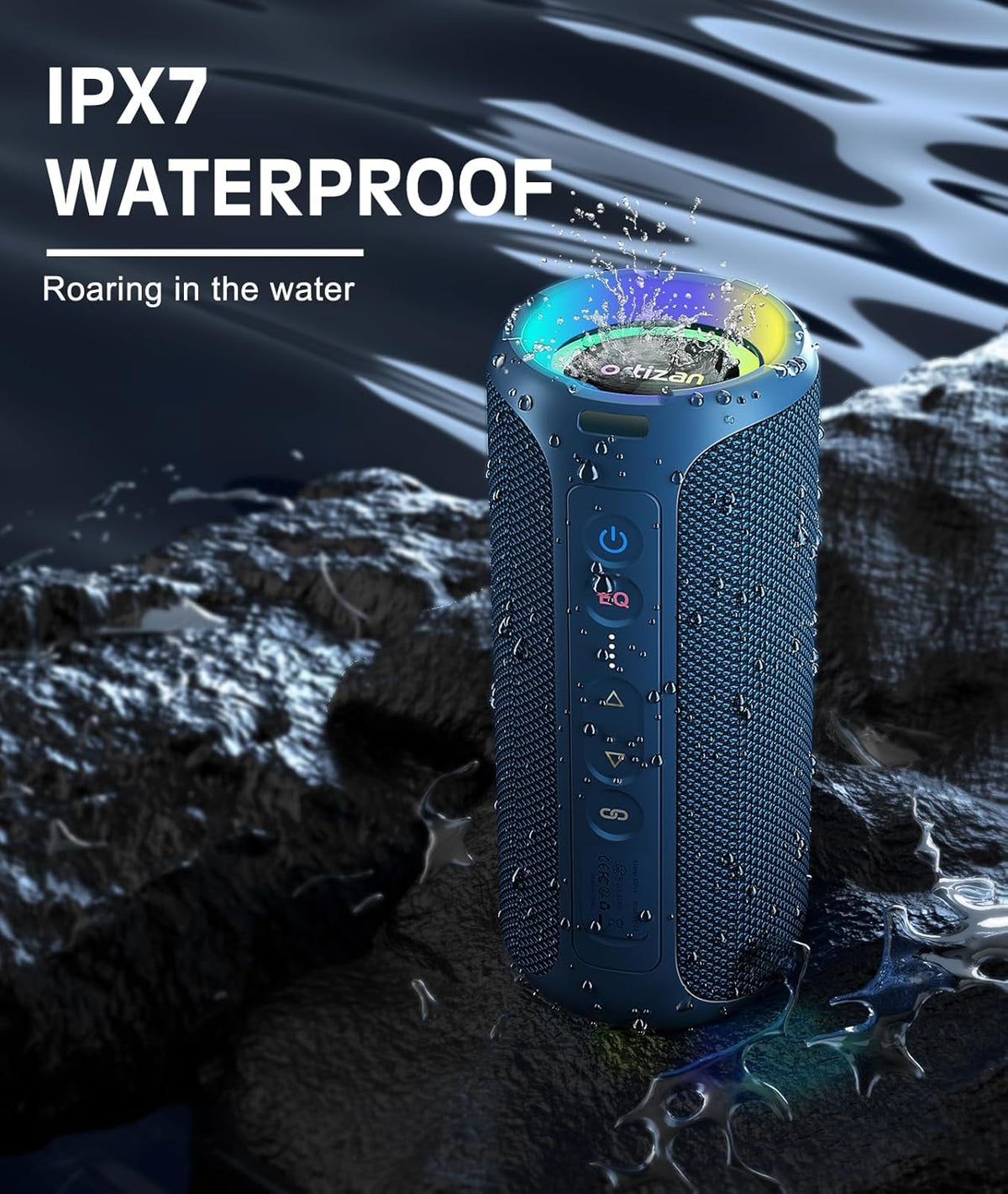Ortizan Bluetooth Speaker, IPX7 Waterproof, Portable Speakers with HD Sound, Deep Bass, RGB Lights (Notice: X8 Pro Navy and X8 Pro Blue Cannot be paired via TWS Due to Different Bluetooth Versions)