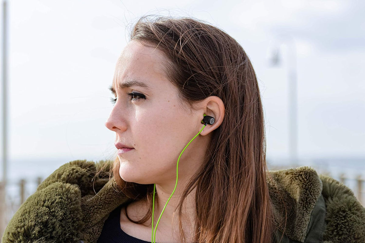 LUDOS Ultra Wired Earbuds in-Ear Headphones, 5 Years Warranty, Earphones with Microphone, Noise Isolating Ear Buds, Memory Foam for iPhone, Samsung, School Students, Kids, Women, Small Ears - Green