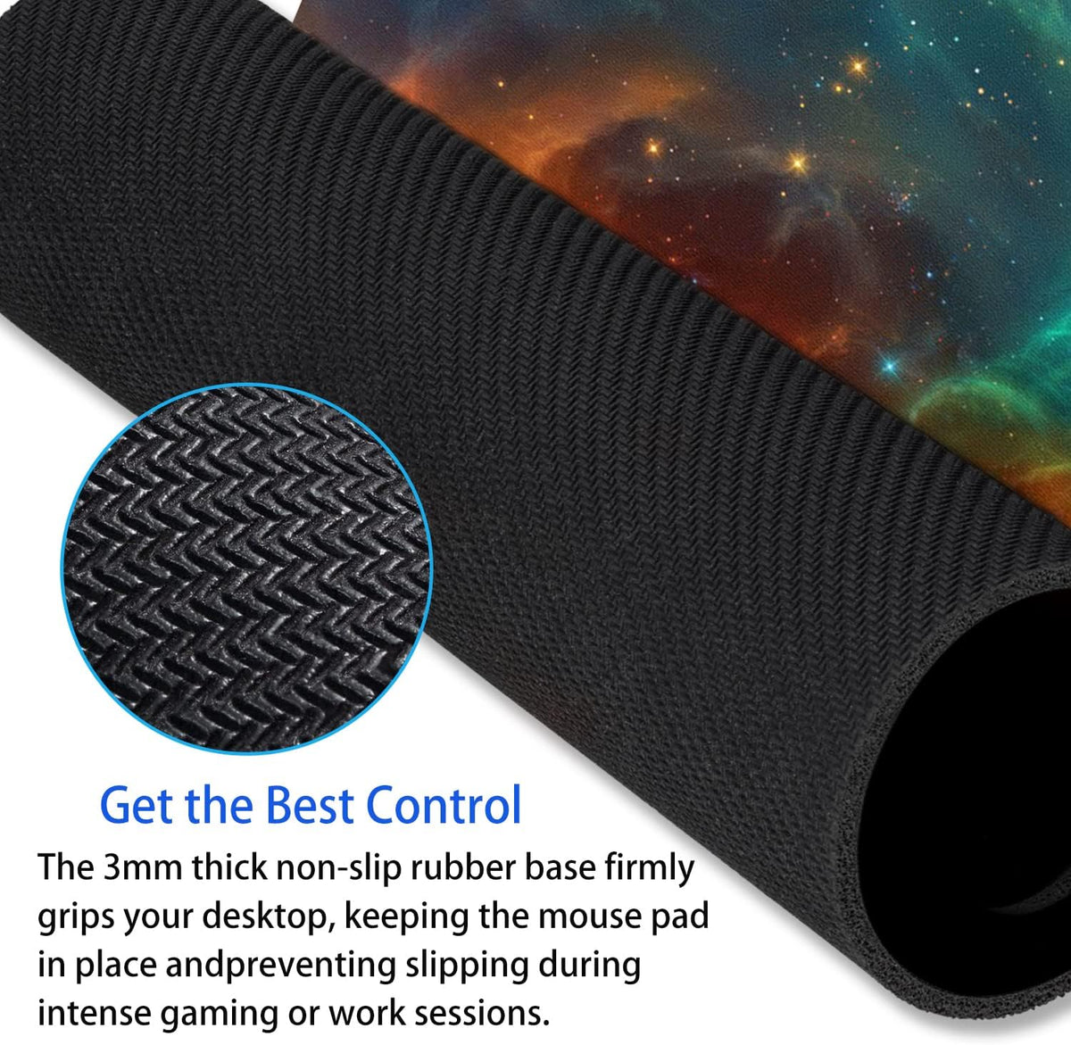 Galaxy Mouse pad, Orange and Cyan Nebula Mouse Pads Office Computer Mousepad, Non-Slip Washable Small Mouse mat 9.5 X 7.9 inch