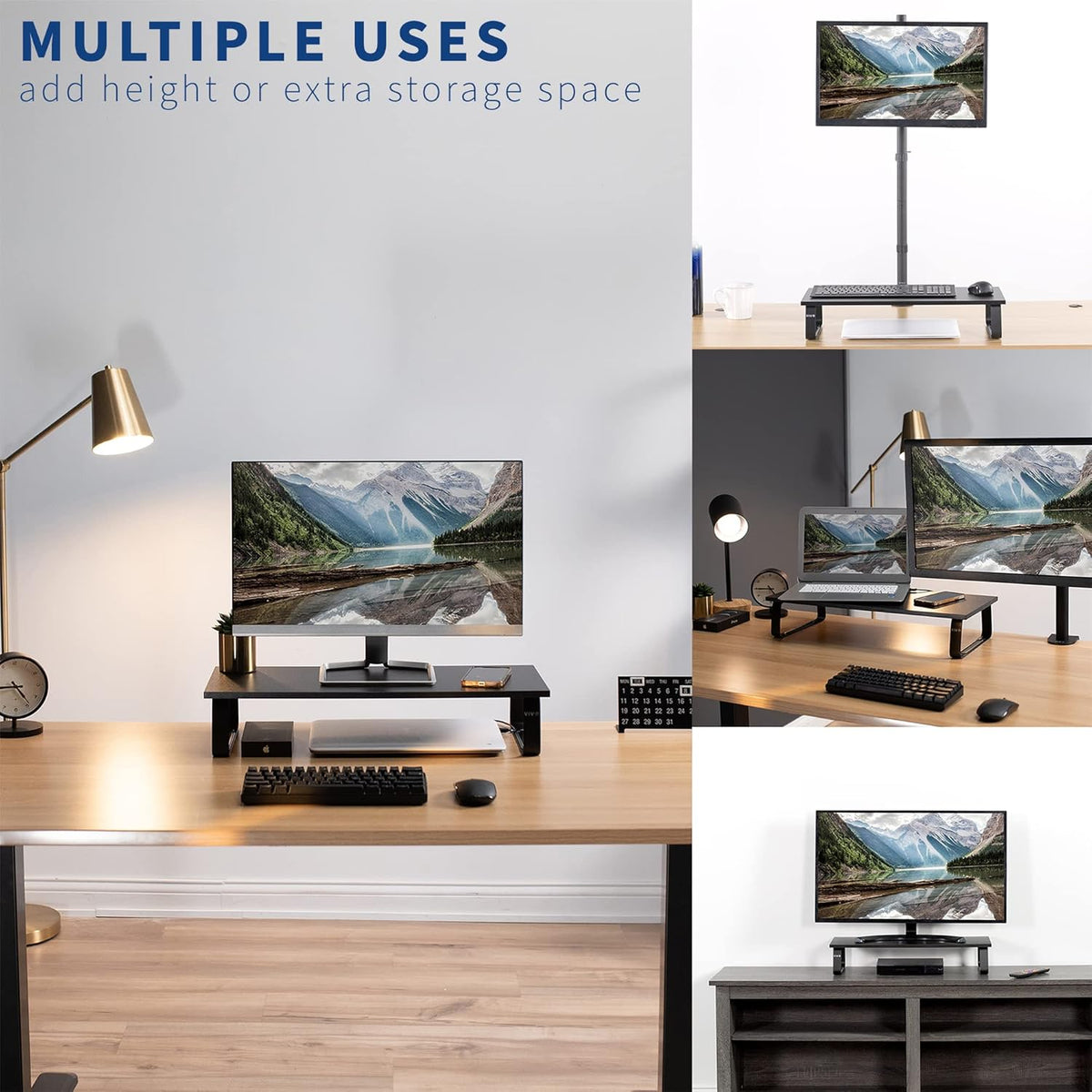 VIVO Monitor and Laptop Stand, 24 inch Desktop Riser, Black, STAND-V000D