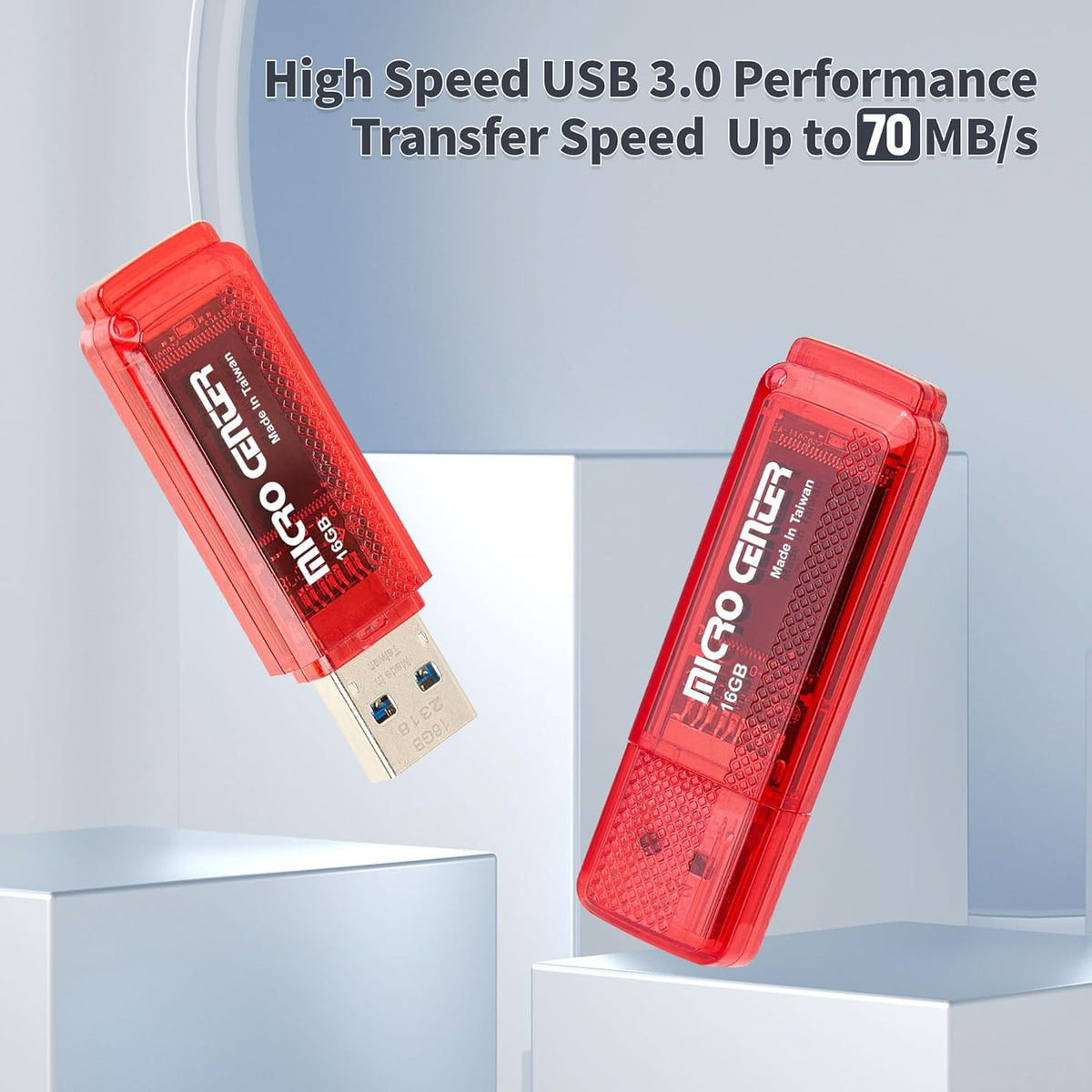 INLAND Micro Center SuperSpeed 10 Pack 16GB USB 3.0 Flash Drive Gum Size Memory Stick Thumb Drive Data Storage Jump Drive, 10X Faster Than USB 2.0 USB Drive (16G 10-Pack)