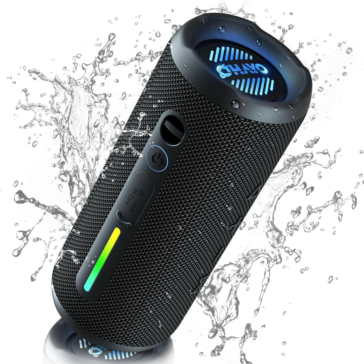 OHAYO Portable Bluetooth Speaker - IPX7 Waterproof, Wireless Stereo Pairing, 25-Hour Playtime, 24W Loud Sound, Bluetooth 5.3, Bass Boost, LED Lights, for Home/Shower/Outdoor/Beach/Travel, Gift Ideas