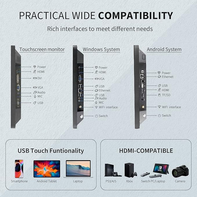 27 inch Android 12 Touchscreen Monitor Tablet 16:9 FHD 1080P WiFi &amp BT Built-in Speakers RK3588 4GB RAM &amp 64GB ROM Smart Board for Classroom Meeting &amp Game