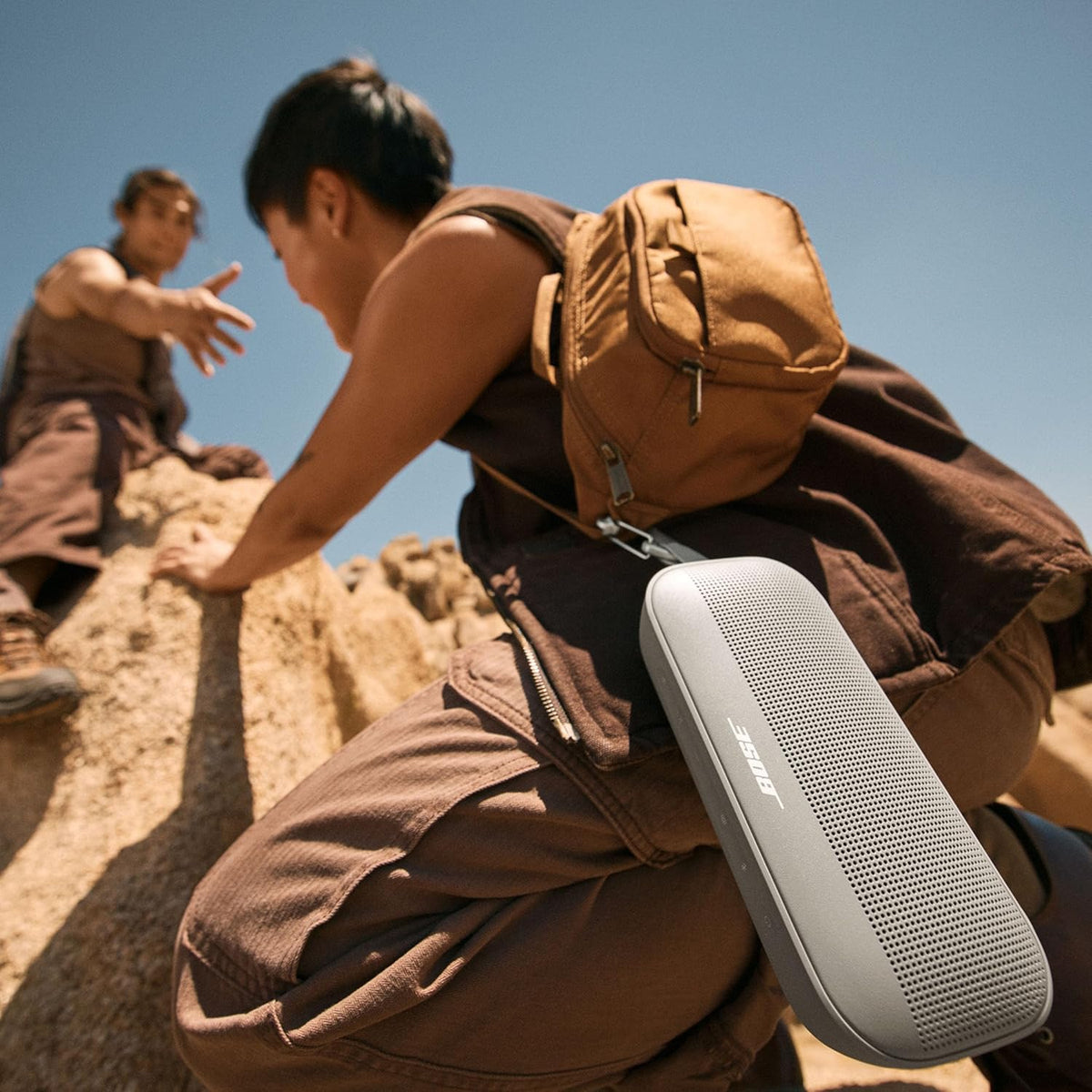 Bose SoundLink Flex Portable Bluetooth Speaker (2nd Gen), Portable Outdoor Speaker with Hi-Fi Audio, Up to 12 Hours Battery Life, Waterproof and Dustproof, Sandstone
