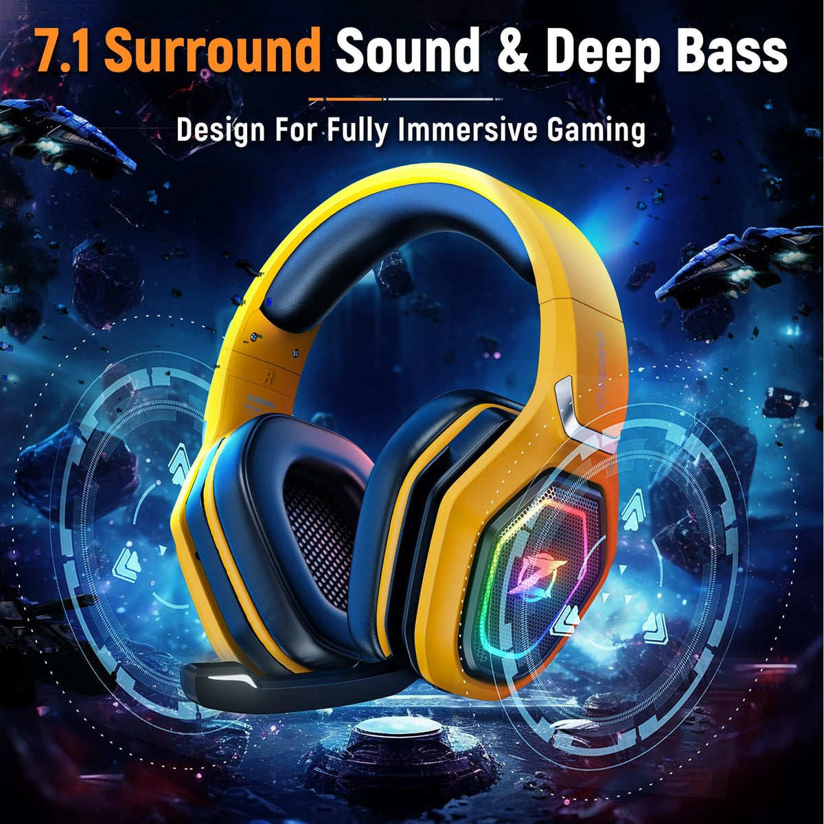 Wireless Gaming Headsets for PC, Ps5, Ps4 - Lossless Audio USB-A & USB-C Gaming Headphones with Flip Mic, 30-Hr Battery Bluetooth Headset for Switch, Laptop, Mobile, Mac