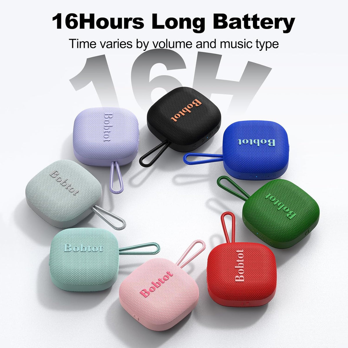 Bobtot IPX7 16H Portable Bluetooth Speakers, Wireless Waterproof Mini Speaker with Playtime, Loud Stereo Sound, TWS